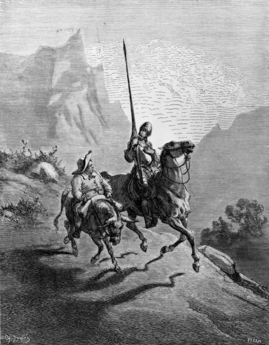 Gustavo Doré, "Don Quijote de la Mancha y Sancho Panza" (grabado) (1863), realizado para la traducción francesa del clásico español .